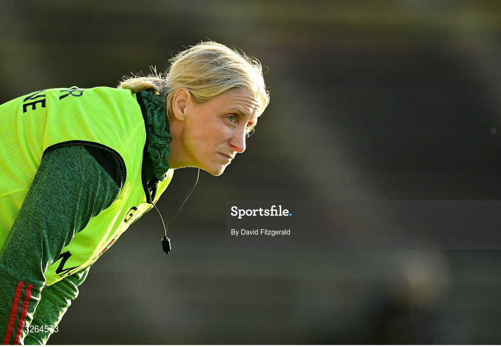 19 October 2025; Ballina Stephenites selector Cora Staunton during the Mayo County Senior Club Football Championship final match between Ballina Stephenites and Westport at Hastings Insurance MacHale Park in Castlebar, Mayo. Photo by David Fitzgerald/Sportsfile