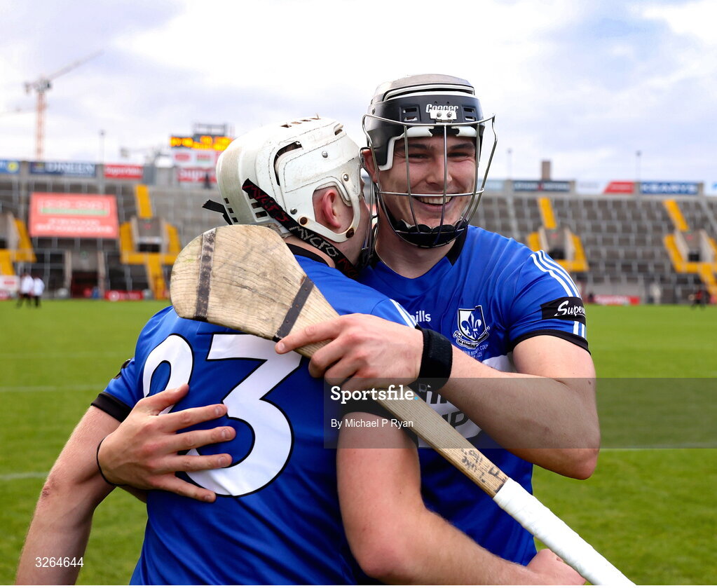 19 October 2025; Sarsfields players, from left, Ben Nodwell, and Luke Elliott of Sarsfields after the Cork County Senior Club Hurling Championship final match between Sarsfields and Midleton at SuperValu Páirc Uí Chaoimh in Cork. Photo by Michael P Ryan/Sportsfile