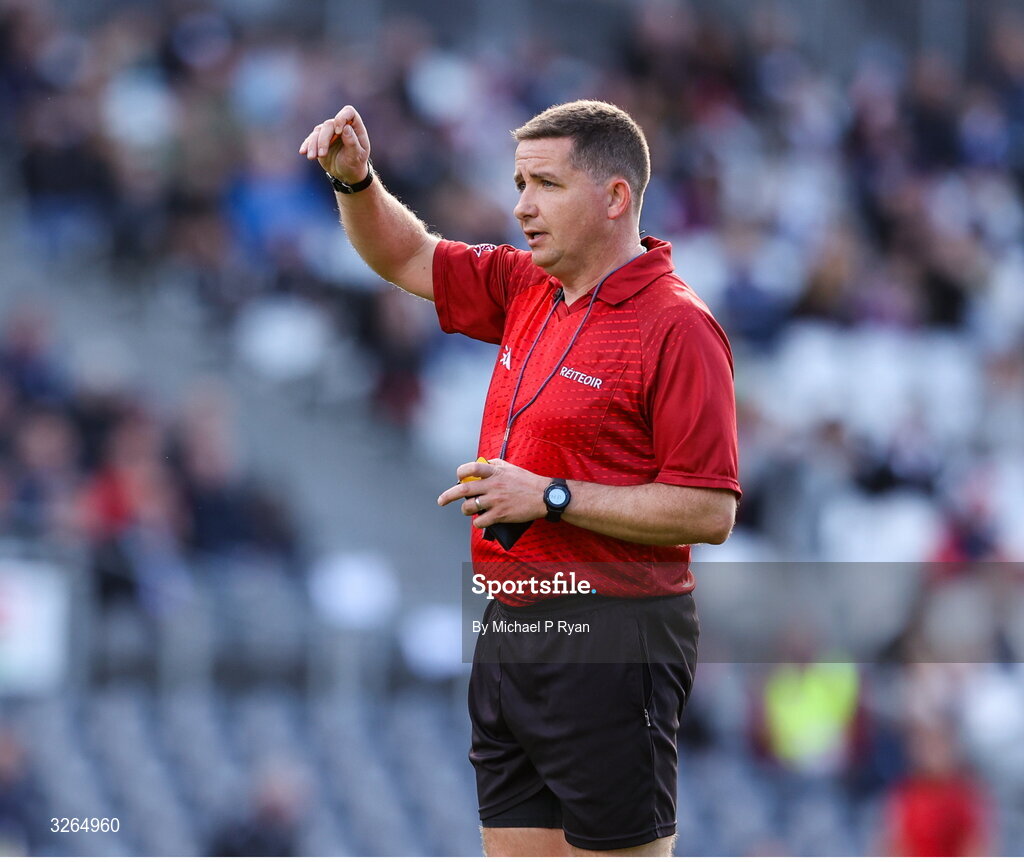 19 October 2025; Referee Colm Lyons during the Cork County Senior Club Hurling Championship final match between Sarsfields and Midleton at SuperValu Páirc Uí Chaoimh in Cork. Photo by Michael P Ryan/Sportsfile