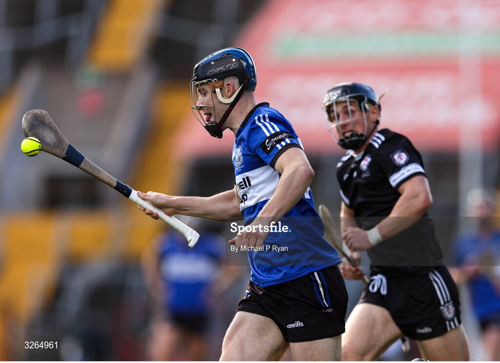 19 October 2025; Barry O'Flynn of Sarsfields in action against Tommy O'Connell of Midleton during the Cork County Senior Club Hurling Championship final match between Sarsfields and Midleton at SuperValu Páirc Uí Chaoimh in Cork. Photo by Michael P Ryan/Sportsfile