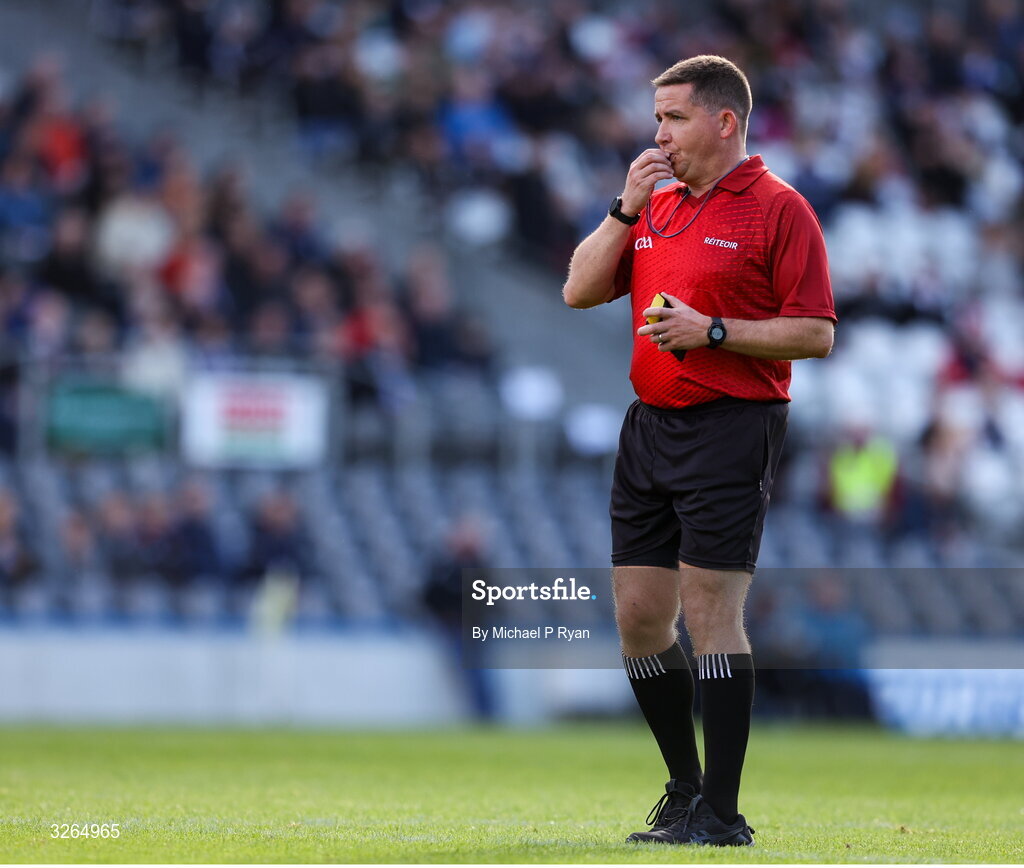 19 October 2025; Referee Colm Lyons during the Cork County Senior Club Hurling Championship final match between Sarsfields and Midleton at SuperValu Páirc Uí Chaoimh in Cork. Photo by Michael P Ryan/Sportsfile