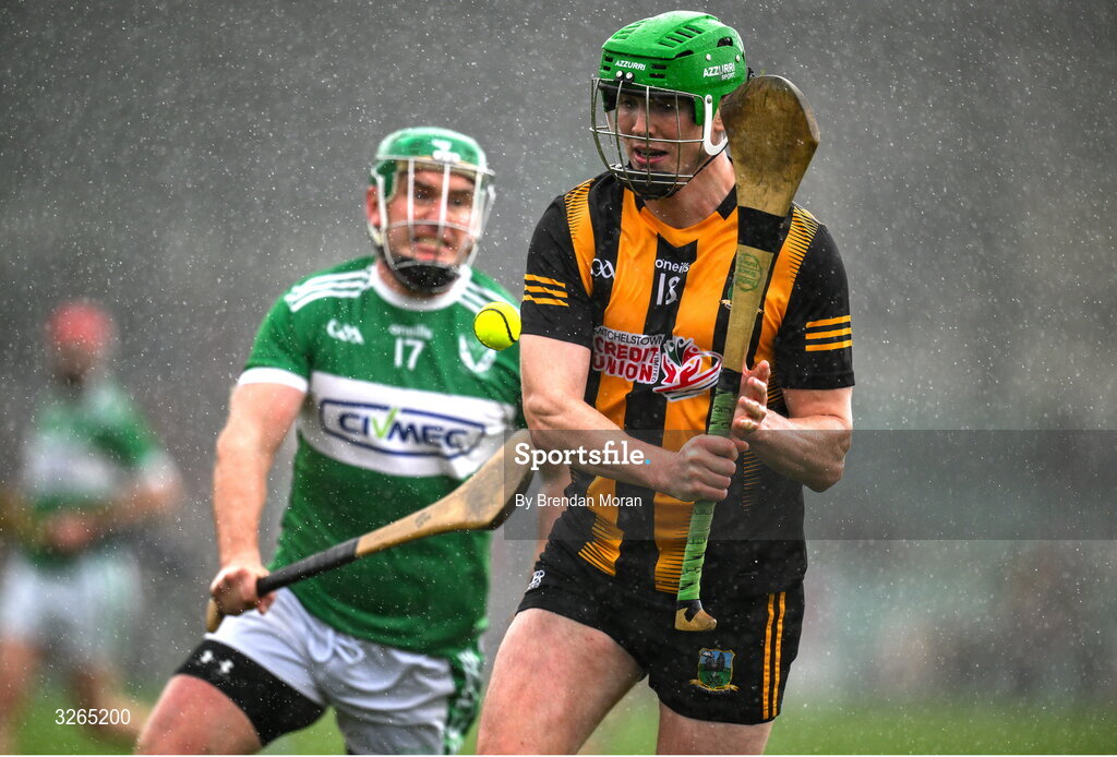19 October 2025; Michael Donovan of Garryspillane in action against Tommy Grimes of Na Piarsaigh during the Limerick Premier Intermediate Hurling final match between Garryspilane and Effin at TUS Gaelic Grounds in Limerick. Photo by Brendan Moran/Sportsfile