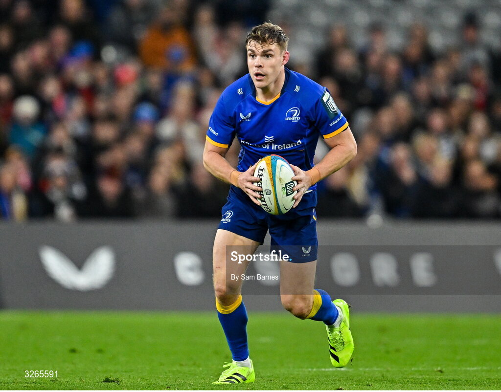18 October 2025; Garry Ringrose of Leinster during the United Rugby Championship match between Leinster and Munster at Croke Park in Dublin. Photo by Sam Barnes/Sportsfile