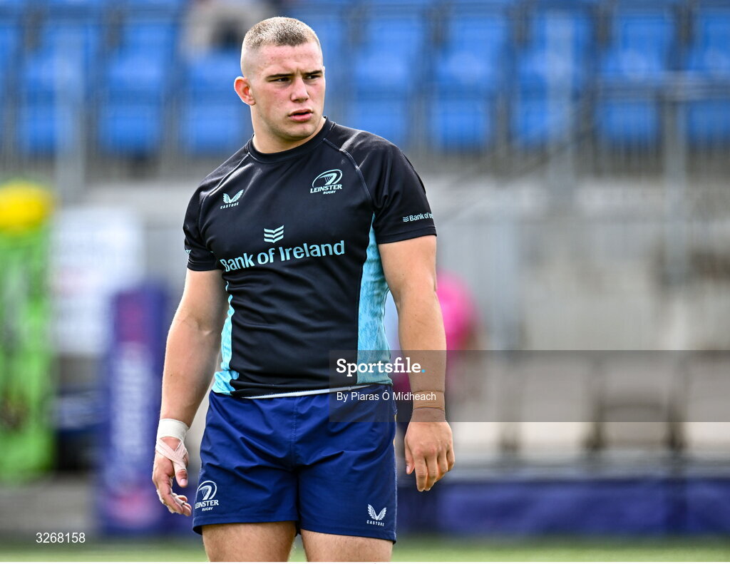 27 August 2025; Herbie Boyle of Leinster before the PwC U-18 Boys Schools Interprovincial Series match between Leinster and Ulster at Energia Park in Dublin. Photo by Piaras Ó Mídheach/Sportsfile