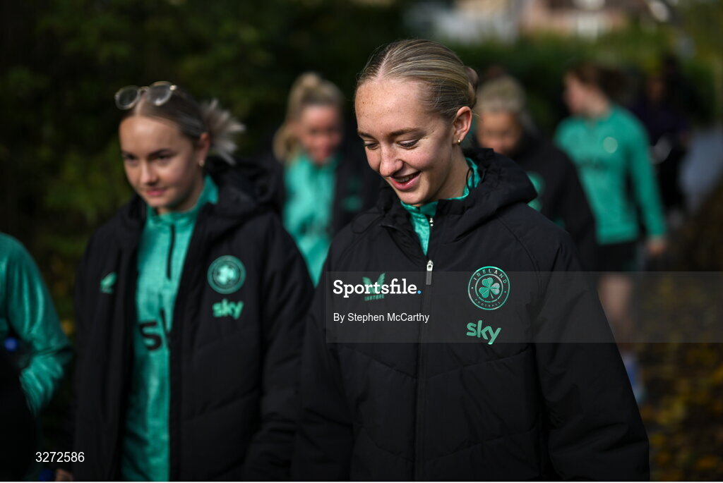 28 October 2025; Republic of Ireland goalkeeper Katie Keane during a team walk near their hotel before the UEFA Women's Nations League A/B promotion/relegation play-off second leg match between Belgium and Republic of Ireland at The King Power At Den Dreef Stadium in Leuven, Belgium. Photo by Stephen McCarthy/Sportsfile