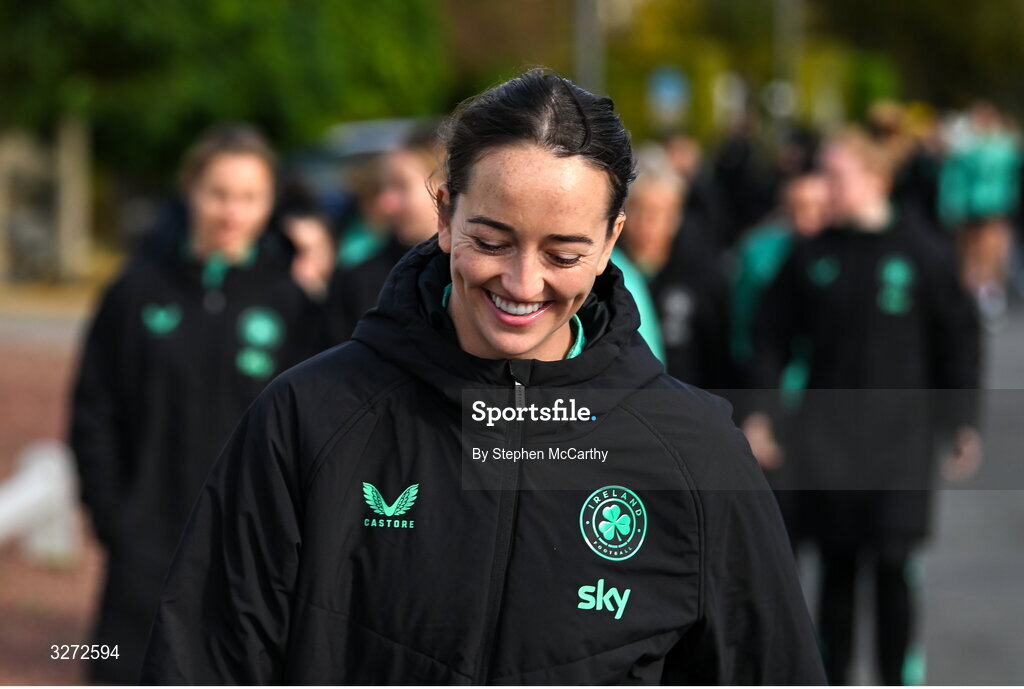 28 October 2025; Republic of Ireland's Anna Patten during a team walk near their hotel before the UEFA Women's Nations League A/B promotion/relegation play-off second leg match between Belgium and Republic of Ireland at The King Power At Den Dreef Stadium in Leuven, Belgium. Photo by Stephen McCarthy/Sportsfile
