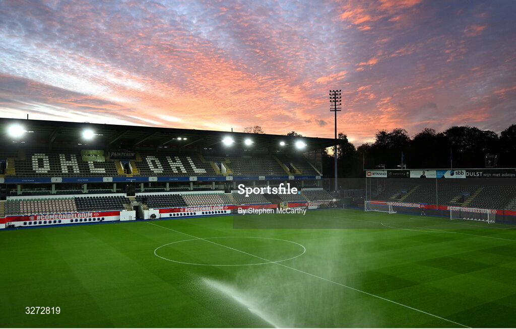 28 October 2025; A general view of The King Power At Den Dreef Stadium before the UEFA Women's Nations League A/B promotion/relegation play-off second leg match between Belgium and Republic of Ireland at The King Power At Den Dreef Stadium in Leuven, Belgium. Photo by Stephen McCarthy/Sportsfile