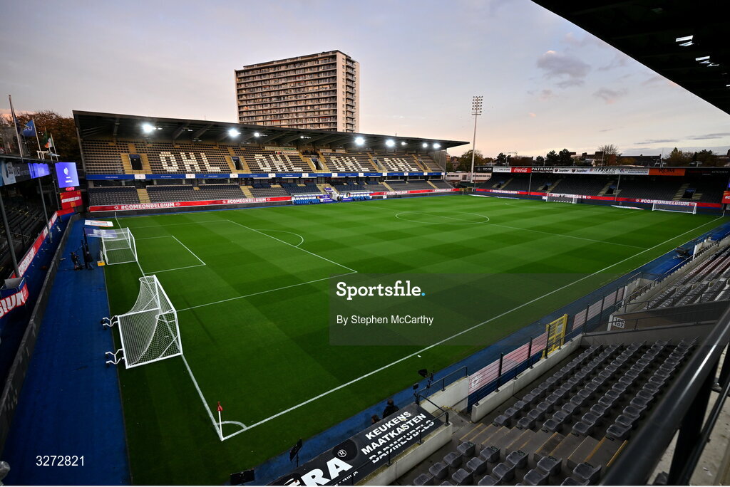 28 October 2025; A general view of The King Power At Den Dreef Stadium before the UEFA Women's Nations League A/B promotion/relegation play-off second leg match between Belgium and Republic of Ireland at The King Power At Den Dreef Stadium in Leuven, Belgium. Photo by Stephen McCarthy/Sportsfile