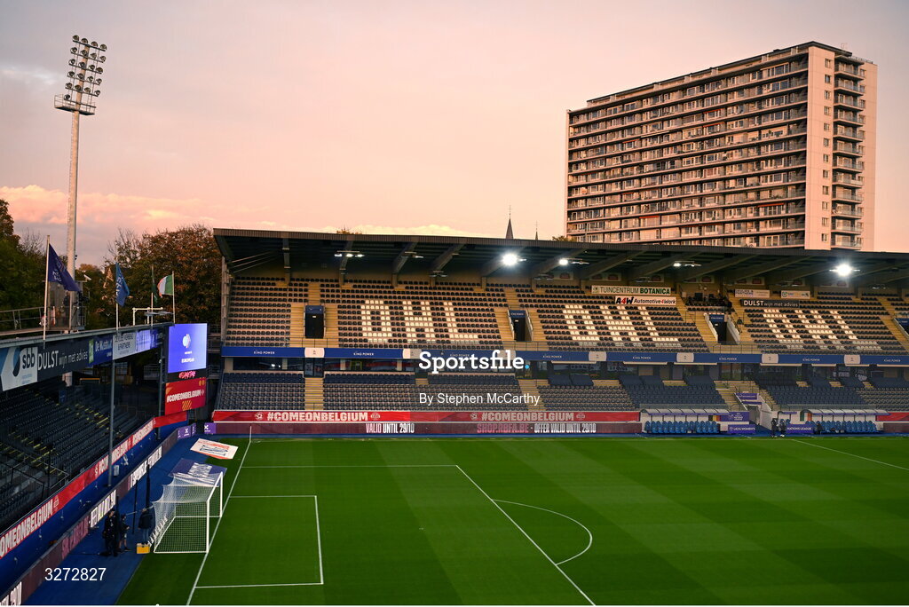 28 October 2025; A general view of The King Power At Den Dreef Stadium before the UEFA Women's Nations League A/B promotion/relegation play-off second leg match between Belgium and Republic of Ireland at The King Power At Den Dreef Stadium in Leuven, Belgium. Photo by Stephen McCarthy/Sportsfile