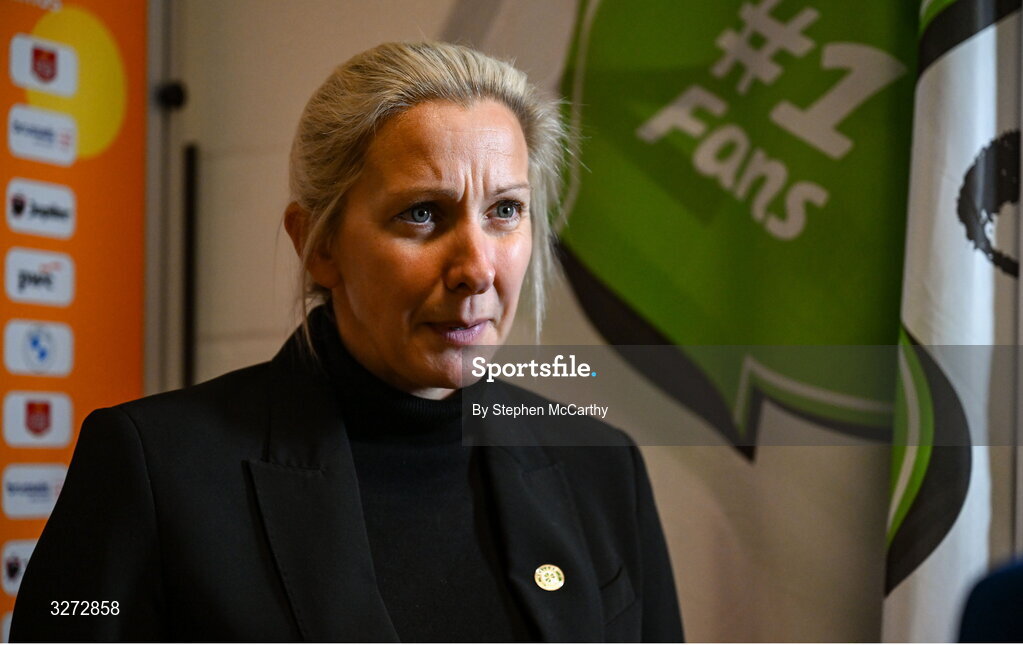 28 October 2025; Republic of Ireland head coach Carla Ward before the UEFA Women's Nations League A/B promotion/relegation play-off second leg match between Belgium and Republic of Ireland at The King Power At Den Dreef Stadium in Leuven, Belgium. Photo by Stephen McCarthy/Sportsfile