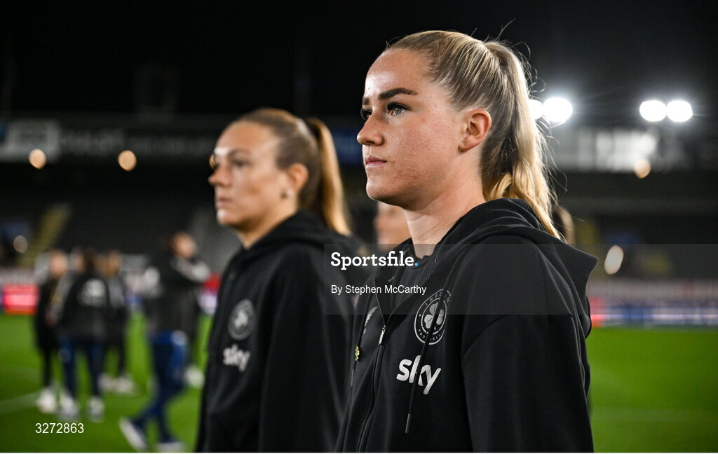 28 October 2025; Jessie Stapleton of Republic of Ireland before the UEFA Women's Nations League A/B promotion/relegation play-off second leg match between Belgium and Republic of Ireland at The King Power At Den Dreef Stadium in Leuven, Belgium. Photo by Stephen McCarthy/Sportsfile