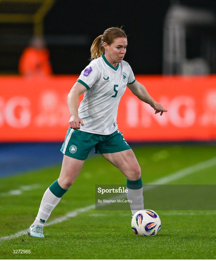 28 October 2025; Aoife Mannion of Republic of Ireland during the UEFA Women's Nations League A/B promotion/relegation play-off second leg match between Belgium and Republic of Ireland at The King Power At Den Dreef Stadium in Leuven, Belgium. Photo by Stephen McCarthy/Sportsfile