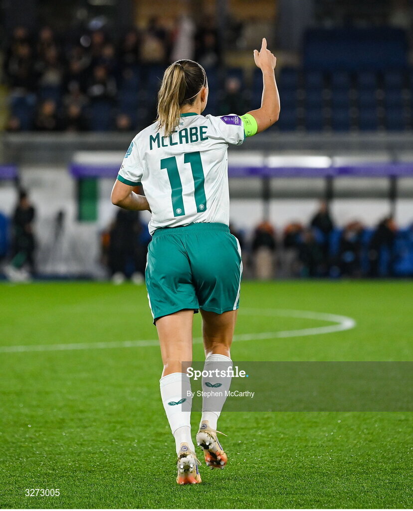 28 October 2025; Katie McCabe of Republic of Ireland during the UEFA Women's Nations League A/B promotion/relegation play-off second leg match between Belgium and Republic of Ireland at The King Power At Den Dreef Stadium in Leuven, Belgium. Photo by Stephen McCarthy/Sportsfile