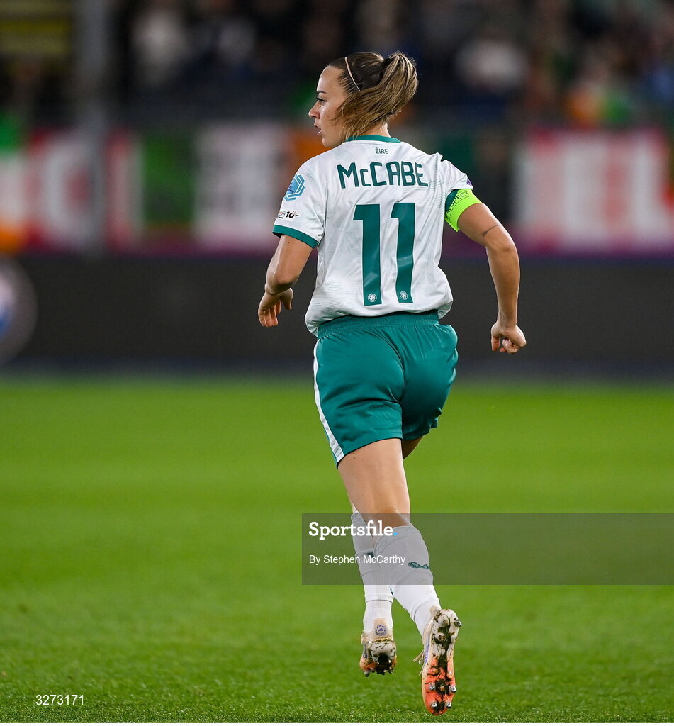 28 October 2025; Katie McCabe of Republic of Ireland during the UEFA Women's Nations League A/B promotion/relegation play-off second leg match between Belgium and Republic of Ireland at The King Power At Den Dreef Stadium in Leuven, Belgium. Photo by Stephen McCarthy/Sportsfile