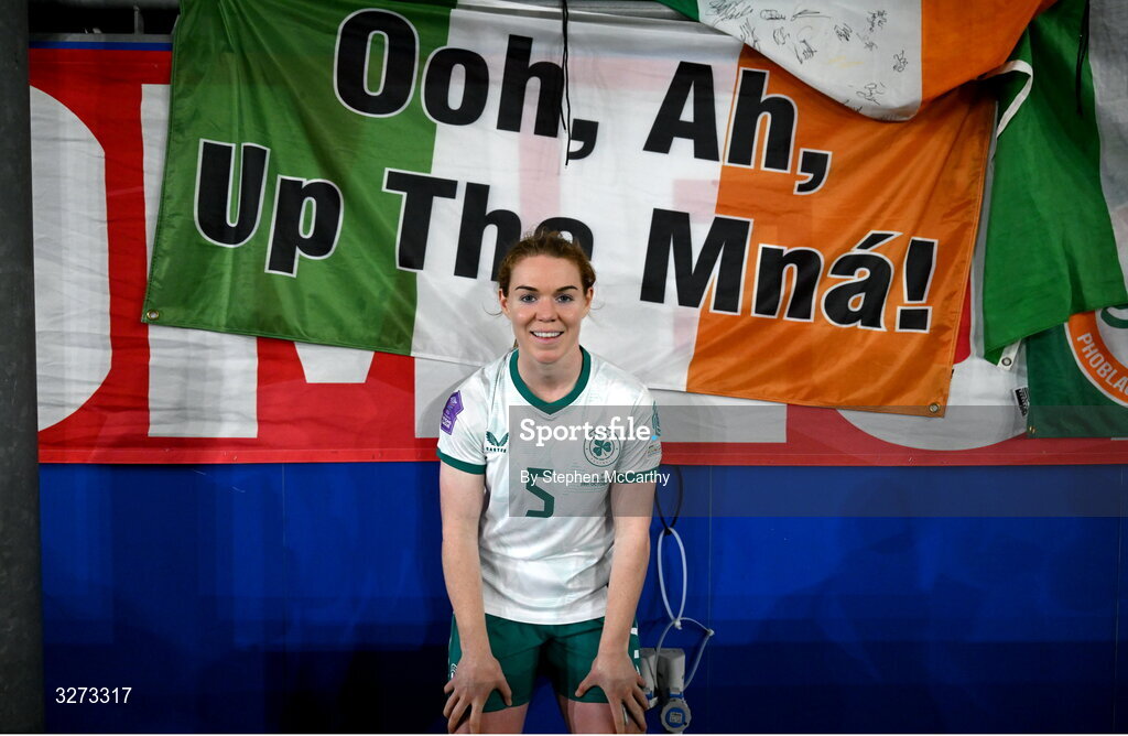 28 October 2025; Aoife Mannion of Republic of Ireland after the UEFA Women's Nations League A/B promotion/relegation play-off second leg match between Belgium and Republic of Ireland at The King Power At Den Dreef Stadium in Leuven, Belgium. Photo by Stephen McCarthy/Sportsfile