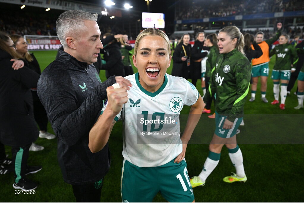 28 October 2025; Denise O’Sullivan of Republic of Ireland after the UEFA Women's Nations League A/B promotion/relegation play-off second leg match between Belgium and Republic of Ireland at The King Power At Den Dreef Stadium in Leuven, Belgium. Photo by Stephen McCarthy/Sportsfile