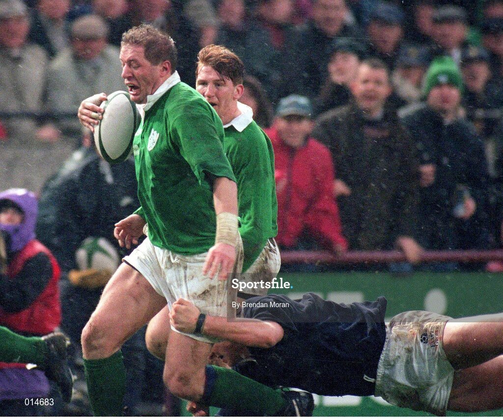 20 January 1996; Neil Francis, Ireland. Five Nations Rugby Championship, Ireland v Scotland, Lansdowne Road, Dublin. Picture credit: Brendan Moran / SPORTSFILE