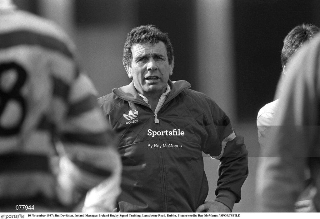 10 November 1987; Jim Davidson, Ireland Manager. Ireland Rugby Squad Training, Lansdowne Road, Dublin. Picture credit: Ray McManus / SPORTSFILE