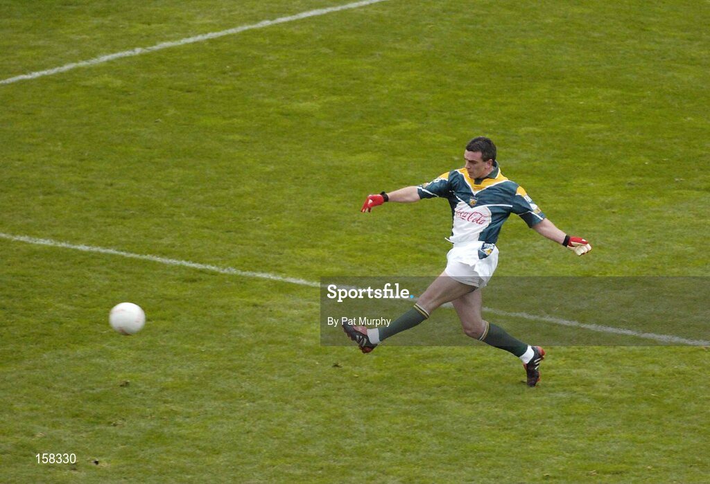 17 October 2004; Padraic Joyce, Ireland, shoots to score a goal for his side. Coca Cola International Rules Series 2004, First Test, Ireland v Australia, Croke Park, Dublin. Picture credit; Pat Murphy / SPORTSFILE *** Local Caption *** Any photograph taken by SPORTSFILE during, or in connection with, the 2004 Coca Cola International Rules Series which displays GAA logos or contains an image or part of an image of any GAA intellectual property, or, which contains images of a GAA player/players in their playing uniforms, may only be used for editorial and non-advertising purposes.  Use of photographs for advertising, as posters or for purchase separately is strictly prohibited unless prior written approval has been obtained from the Gaelic Athletic Association.