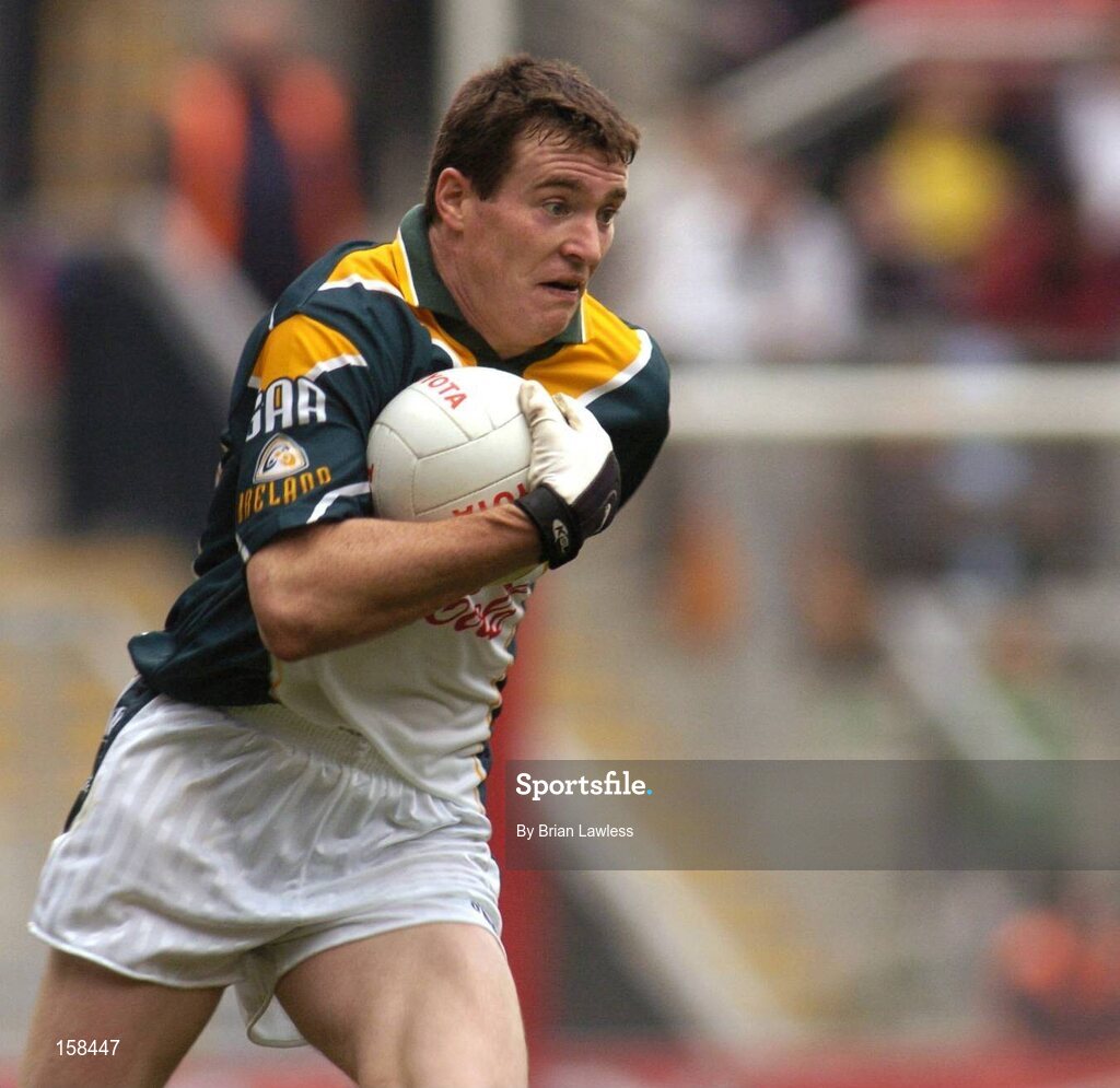 17 October 2004; Ciaran McManus, Ireland. Coca Cola International Rules Series 2004, First Test, Ireland v Australia, Croke Park, Dublin. Picture credit; Brian Lawless / SPORTSFILE *** Local Caption *** Any photograph taken by SPORTSFILE during, or in connection with, the 2004 Coca Cola International Rules Series which displays GAA logos or contains an image or part of an image of any GAA intellectual property, or, which contains images of a GAA player/players in their playing uniforms, may only be used for editorial and non-advertising purposes.  Use of photographs for advertising, as posters or for purchase separately is strictly prohibited unless prior written approval has been obtained from the Gaelic Athletic Association.