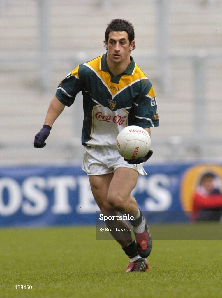 17 October 2004; Paul Galvin, Ireland. Coca Cola International Rules Series 2004, First Test, Ireland v Australia, Croke Park, Dublin. Picture credit; Brian Lawless / SPORTSFILE *** Local Caption *** Any photograph taken by SPORTSFILE during, or in connection with, the 2004 Coca Cola International Rules Series which displays GAA logos or contains an image or part of an image of any GAA intellectual property, or, which contains images of a GAA player/players in their playing uniforms, may only be used for editorial and non-advertising purposes.  Use of photographs for advertising, as posters or for purchase separately is strictly prohibited unless prior written approval has been obtained from the Gaelic Athletic Association.
