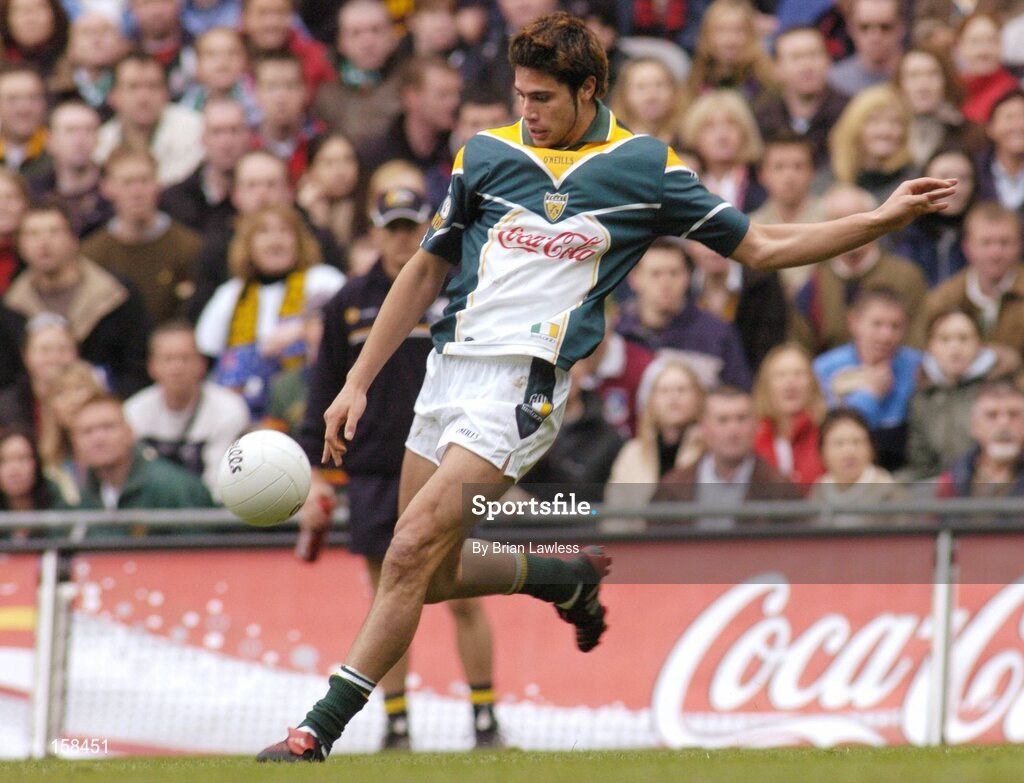 17 October 2004; Setanta O' hAilpin, Ireland. Coca Cola International Rules Series 2004, First Test, Ireland v Australia, Croke Park, Dublin. Picture credit; Brian Lawless / SPORTSFILE *** Local Caption *** Any photograph taken by SPORTSFILE during, or in connection with, the 2004 Coca Cola International Rules Series which displays GAA logos or contains an image or part of an image of any GAA intellectual property, or, which contains images of a GAA player/players in their playing uniforms, may only be used for editorial and non-advertising purposes.  Use of photographs for advertising, as posters or for purchase separately is strictly prohibited unless prior written approval has been obtained from the Gaelic Athletic Association.