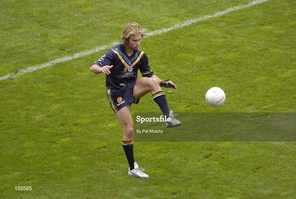 17 October 2004; Mark McVeigh, Australia. Coca Cola International Rules Series 2004, First Test, Ireland v Australia, Croke Park, Dublin. Picture credit; Pat Murphy / SPORTSFILE *** Local Caption *** Any photograph taken by SPORTSFILE during, or in connection with, the 2004 Coca Cola International Rules Series, which displays GAA logos or contains an image or part of an image of any GAA intellectual property, or, which contains images of a GAA player/players in their playing uniforms, may only be used for editorial and non-advertising purposes.  Use of photographs for advertising, as posters or for purchase separately is strictly prohibited unless prior written approval has been obtained from the Gaelic Athletic Association.