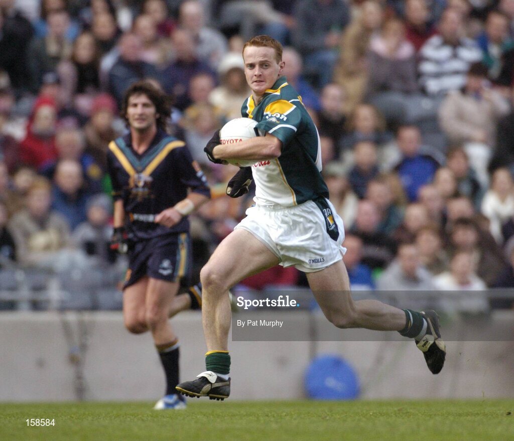 17 October 2004; Brendan Coulter, Ireland. Coca Cola International Rules Series 2004, First Test, Ireland v Australia, Croke Park, Dublin. Picture credit; Pat Murphy / SPORTSFILE *** Local Caption *** Any photograph taken by SPORTSFILE during, or in connection with, the 2004 Coca Cola International Rules Series, which displays GAA logos or contains an image or part of an image of any GAA intellectual property, or, which contains images of a GAA player/players in their playing uniforms, may only be used for editorial and non-advertising purposes.  Use of photographs for advertising, as posters or for purchase separately is strictly prohibited unless prior written approval has been obtained from the Gaelic Athletic Association.