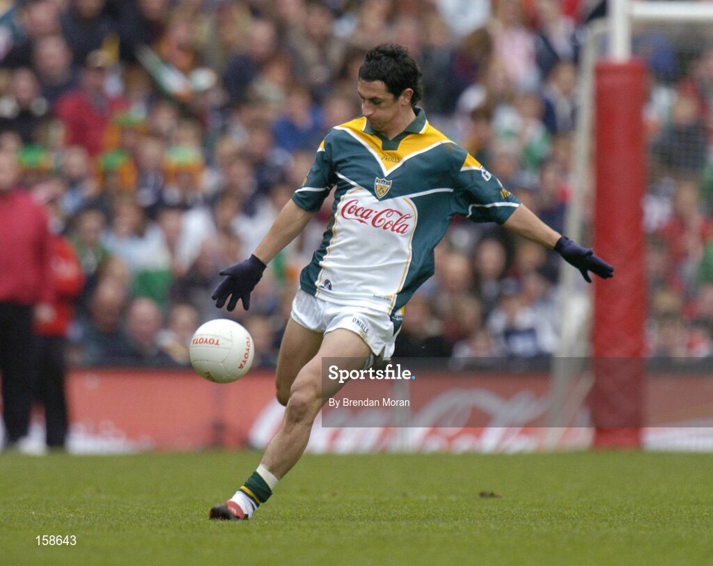 17 October 2004; Paul Galvin, Ireland. Coca Cola International Rules Series 2004, First Test, Ireland v Australia, Croke Park, Dublin. Picture credit; Brendan Moran / SPORTSFILE *** Local Caption *** Any photograph taken by SPORTSFILE during, or in connection with, the 2004 Coca Cola International Rules Series which displays GAA logos or contains an image or part of an image of any GAA intellectual property, or, which contains images of a GAA player/players in their playing uniforms, may only be used for editorial and non-advertising purposes.  Use of photographs for advertising, as posters or for purchase separately is strictly prohibited unless prior written approval has been obtained from the Gaelic Athletic Association.