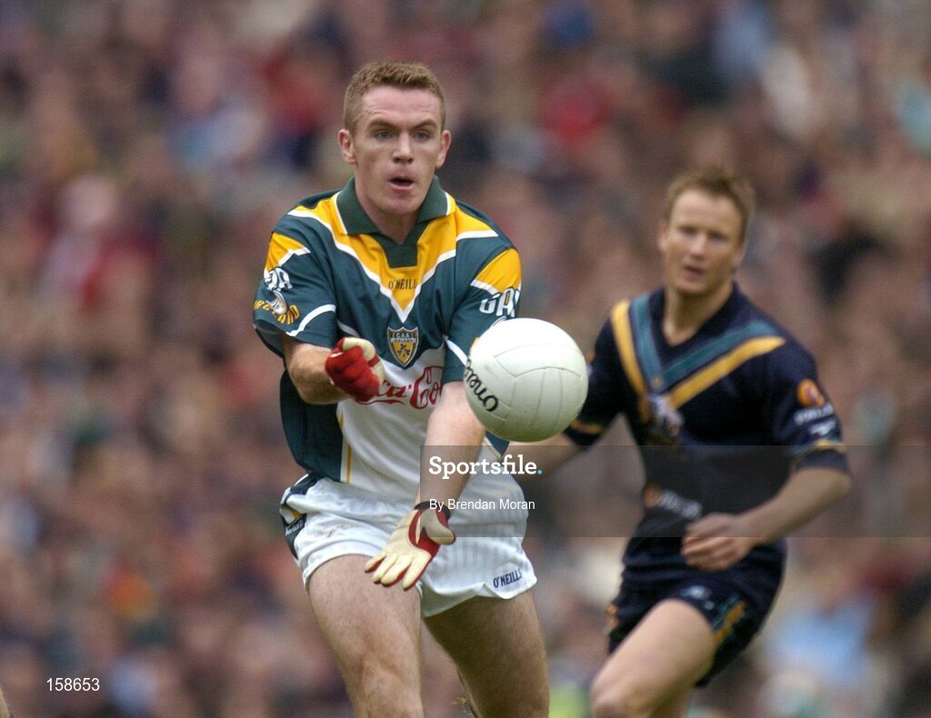 17 October 2004; Martin McGrath, Ireland. Coca Cola International Rules Series 2004, First Test, Ireland v Australia, Croke Park, Dublin. Picture credit; Brendan Moran / SPORTSFILE *** Local Caption *** Any photograph taken by SPORTSFILE during, or in connection with, the 2004 Coca Cola International Rules Series which displays GAA logos or contains an image or part of an image of any GAA intellectual property, or, which contains images of a GAA player/players in their playing uniforms, may only be used for editorial and non-advertising purposes.  Use of photographs for advertising, as posters or for purchase separately is strictly prohibited unless prior written approval has been obtained from the Gaelic Athletic Association.