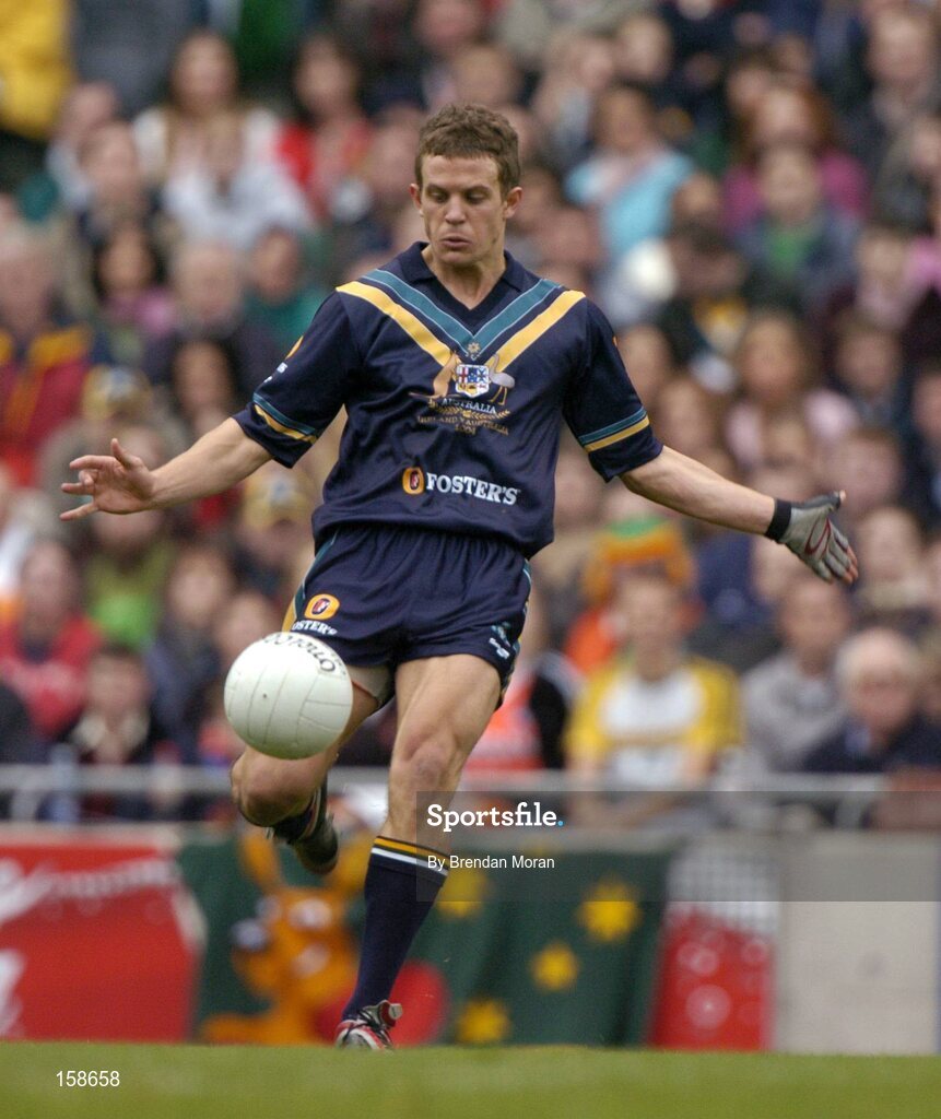 17 October 2004; Luke Ball, Australia. Coca Cola International Rules Series 2004, First Test, Ireland v Australia, Croke Park, Dublin. Picture credit; Brendan Moran / SPORTSFILE *** Local Caption *** Any photograph taken by SPORTSFILE during, or in connection with, the 2004 Coca Cola International Rules Series which displays GAA logos or contains an image or part of an image of any GAA intellectual property, or, which contains images of a GAA player/players in their playing uniforms, may only be used for editorial and non-advertising purposes.  Use of photographs for advertising, as posters or for purchase separately is strictly prohibited unless prior written approval has been obtained from the Gaelic Athletic Association.