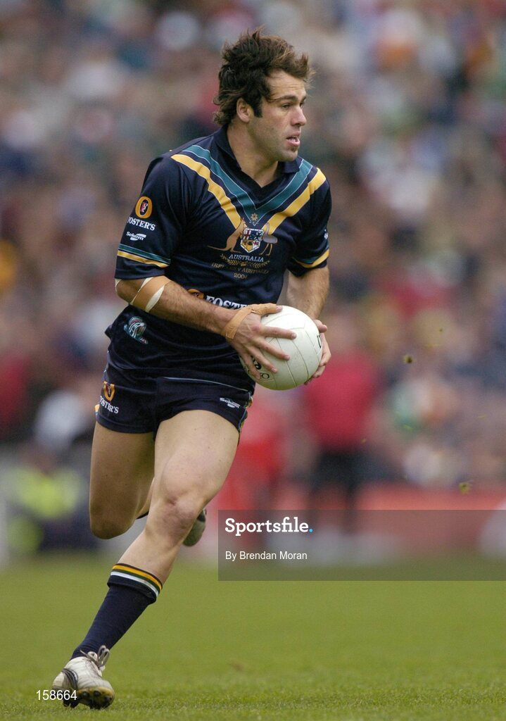 17 October 2004; Dean Solomon, Australia. Coca Cola International Rules Series 2004, First Test, Ireland v Australia, Croke Park, Dublin. Picture credit; Brendan Moran / SPORTSFILE *** Local Caption *** Any photograph taken by SPORTSFILE during, or in connection with, the 2004 Coca Cola International Rules Series which displays GAA logos or contains an image or part of an image of any GAA intellectual property, or, which contains images of a GAA player/players in their playing uniforms, may only be used for editorial and non-advertising purposes.  Use of photographs for advertising, as posters or for purchase separately is strictly prohibited unless prior written approval has been obtained from the Gaelic Athletic Association.