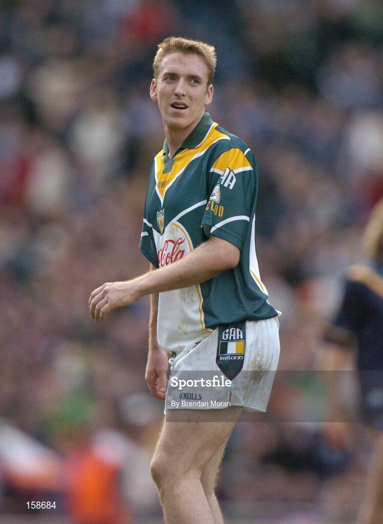 17 October 2004; David Heaney, Ireland. Coca Cola International Rules Series 2004, First Test, Ireland v Australia, Croke Park, Dublin. Picture credit; Brendan Moran / SPORTSFILE *** Local Caption *** Any photograph taken by SPORTSFILE during, or in connection with, the 2004 Coca Cola International Rules Series which displays GAA logos or contains an image or part of an image of any GAA intellectual property, or, which contains images of a GAA player/players in their playing uniforms, may only be used for editorial and non-advertising purposes.  Use of photographs for advertising, as posters or for purchase separately is strictly prohibited unless prior written approval has been obtained from the Gaelic Athletic Association.