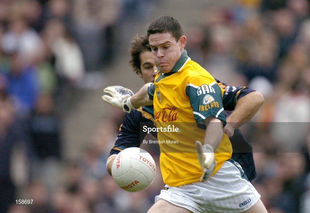 17 October 2004; Stephen Cluxton, Ireland, in action against Australia. Coca Cola International Rules Series 2004, First Test, Ireland v Australia, Croke Park, Dublin. Picture credit; Brendan Moran / SPORTSFILE *** Local Caption *** Any photograph taken by SPORTSFILE during, or in connection with, the 2004 Coca Cola International Rules Series which displays GAA logos or contains an image or part of an image of any GAA intellectual property, or, which contains images of a GAA player/players in their playing uniforms, may only be used for editorial and non-advertising purposes.  Use of photographs for advertising, as posters or for purchase separately is strictly prohibited unless prior written approval has been obtained from the Gaelic Athletic Association.