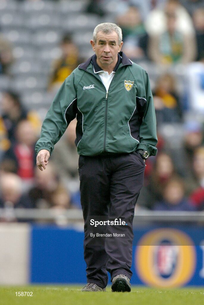 17 October 2004; Pete McGrath, Ireland manager. Coca Cola International Rules Series 2004, First Test, Ireland v Australia, Croke Park, Dublin. Picture credit; Brendan Moran / SPORTSFILE *** Local Caption *** Any photograph taken by SPORTSFILE during, or in connection with, the 2004 Coca Cola International Rules Series which displays GAA logos or contains an image or part of an image of any GAA intellectual property, or, which contains images of a GAA player/players in their playing uniforms, may only be used for editorial and non-advertising purposes.  Use of photographs for advertising, as posters or for purchase separately is strictly prohibited unless prior written approval has been obtained from the Gaelic Athletic Association.