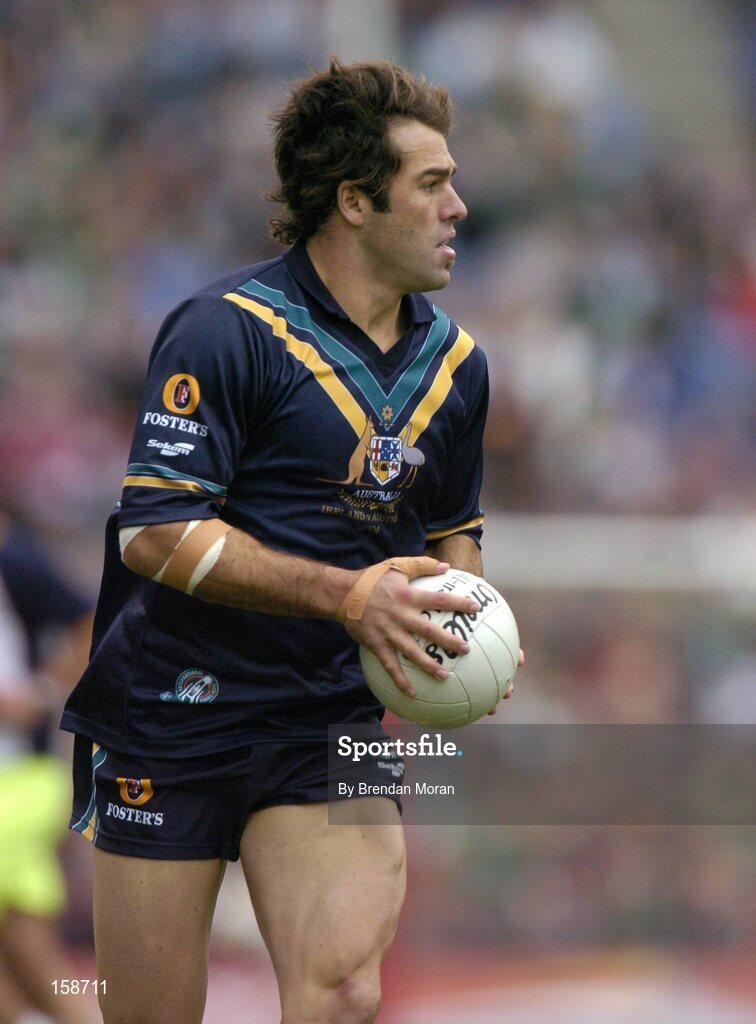 17 October 2004; Dean Solomon, Australia. Coca Cola International Rules Series 2004, First Test, Ireland v Australia, Croke Park, Dublin. Picture credit; Brendan Moran / SPORTSFILE *** Local Caption *** Any photograph taken by SPORTSFILE during, or in connection with, the 2004 Coca Cola International Rules Series which displays GAA logos or contains an image or part of an image of any GAA intellectual property, or, which contains images of a GAA player/players in their playing uniforms, may only be used for editorial and non-advertising purposes.  Use of photographs for advertising, as posters or for purchase separately is strictly prohibited unless prior written approval has been obtained from the Gaelic Athletic Association.