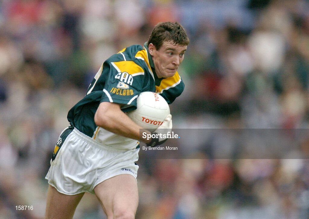 17 October 2004; Ciaran McManus, Ireland. Coca Cola International Rules Series 2004, First Test, Ireland v Australia, Croke Park, Dublin. Picture credit; Brendan Moran / SPORTSFILE *** Local Caption *** Any photograph taken by SPORTSFILE during, or in connection with, the 2004 Coca Cola International Rules Series which displays GAA logos or contains an image or part of an image of any GAA intellectual property, or, which contains images of a GAA player/players in their playing uniforms, may only be used for editorial and non-advertising purposes.  Use of photographs for advertising, as posters or for purchase separately is strictly prohibited unless prior written approval has been obtained from the Gaelic Athletic Association.