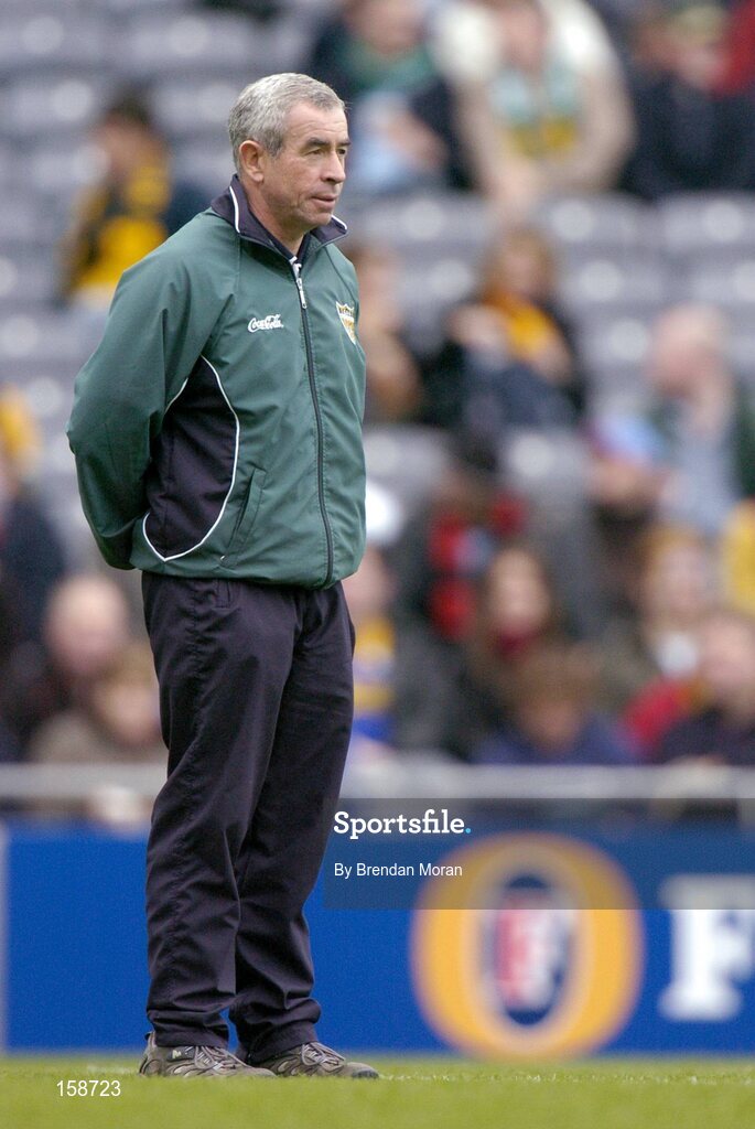 17 October 2004; Pete McGrath, Ireland manager. Coca Cola International Rules Series 2004, First Test, Ireland v Australia, Croke Park, Dublin. Picture credit; Brendan Moran / SPORTSFILE *** Local Caption *** Any photograph taken by SPORTSFILE during, or in connection with, the 2004 Coca Cola International Rules Series which displays GAA logos or contains an image or part of an image of any GAA intellectual property, or, which contains images of a GAA player/players in their playing uniforms, may only be used for editorial and non-advertising purposes.  Use of photographs for advertising, as posters or for purchase separately is strictly prohibited unless prior written approval has been obtained from the Gaelic Athletic Association.