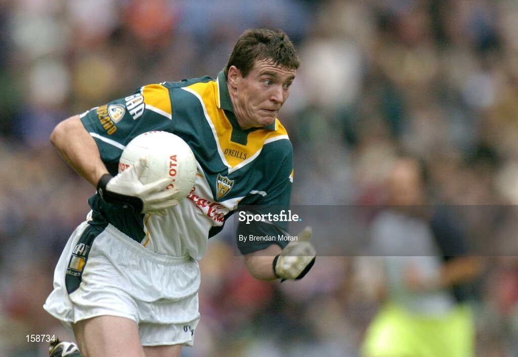 17 October 2004; Ciaran McManus, Ireland. Coca Cola International Rules Series 2004, First Test, Ireland v Australia, Croke Park, Dublin. Picture credit; Brendan Moran / SPORTSFILE *** Local Caption *** Any photograph taken by SPORTSFILE during, or in connection with, the 2004 Coca Cola International Rules Series which displays GAA logos or contains an image or part of an image of any GAA intellectual property, or, which contains images of a GAA player/players in their playing uniforms, may only be used for editorial and non-advertising purposes.  Use of photographs for advertising, as posters or for purchase separately is strictly prohibited unless prior written approval has been obtained from the Gaelic Athletic Association.