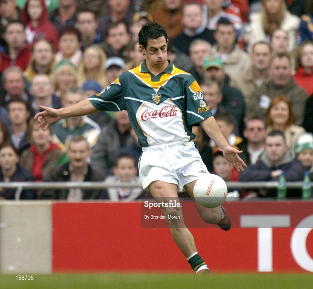 17 October 2004; Paul Galvin, Ireland. Coca Cola International Rules Series 2004, First Test, Ireland v Australia, Croke Park, Dublin. Picture credit; Brendan Moran / SPORTSFILE *** Local Caption *** Any photograph taken by SPORTSFILE during, or in connection with, the 2004 Coca Cola International Rules Series which displays GAA logos or contains an image or part of an image of any GAA intellectual property, or, which contains images of a GAA player/players in their playing uniforms, may only be used for editorial and non-advertising purposes.  Use of photographs for advertising, as posters or for purchase separately is strictly prohibited unless prior written approval has been obtained from the Gaelic Athletic Association.
