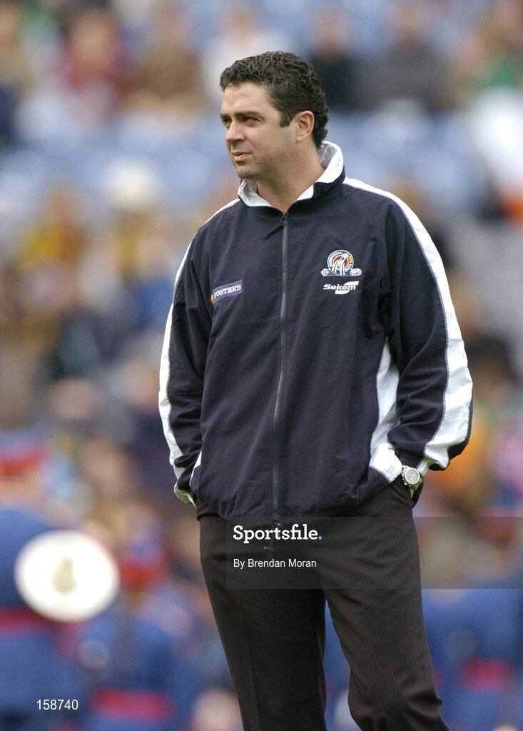 17 October 2004; Garry Lyon, Australian coach. Coca Cola International Rules Series 2004, First Test, Ireland v Australia, Croke Park, Dublin. Picture credit; Brendan Moran / SPORTSFILE *** Local Caption *** Any photograph taken by SPORTSFILE during, or in connection with, the 2004 Coca Cola International Rules Series which displays GAA logos or contains an image or part of an image of any GAA intellectual property, or, which contains images of a GAA player/players in their playing uniforms, may only be used for editorial and non-advertising purposes.  Use of photographs for advertising, as posters or for purchase separately is strictly prohibited unless prior written approval has been obtained from the Gaelic Athletic Association.