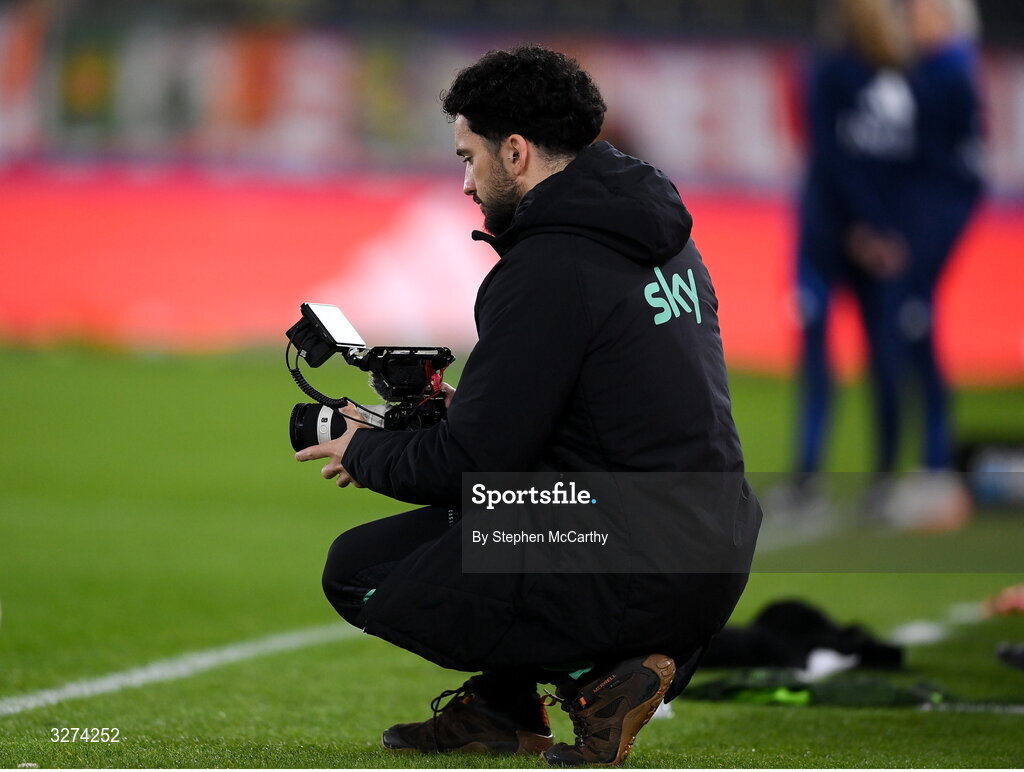 28 October 2025; Republic of Ireland videographer Bernardo Santos before the UEFA Women's Nations League A/B promotion/relegation play-off second leg match between Belgium and Republic of Ireland at The King Power At Den Dreef Stadium in Leuven, Belgium. Photo by Stephen McCarthy/Sportsfile