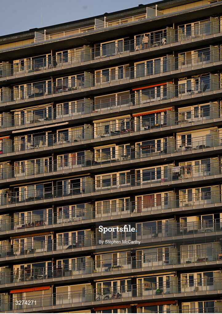 28 October 2025; A general view of an apartment block near the stadium before the UEFA Women's Nations League A/B promotion/relegation play-off second leg match between Belgium and Republic of Ireland at The King Power At Den Dreef Stadium in Leuven, Belgium. Photo by Stephen McCarthy/Sportsfile