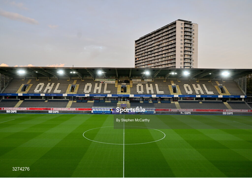 28 October 2025; A general view of The King Power At Den Dreef Stadium before the UEFA Women's Nations League A/B promotion/relegation play-off second leg match between Belgium and Republic of Ireland at The King Power At Den Dreef Stadium in Leuven, Belgium. Photo by Stephen McCarthy/Sportsfile
