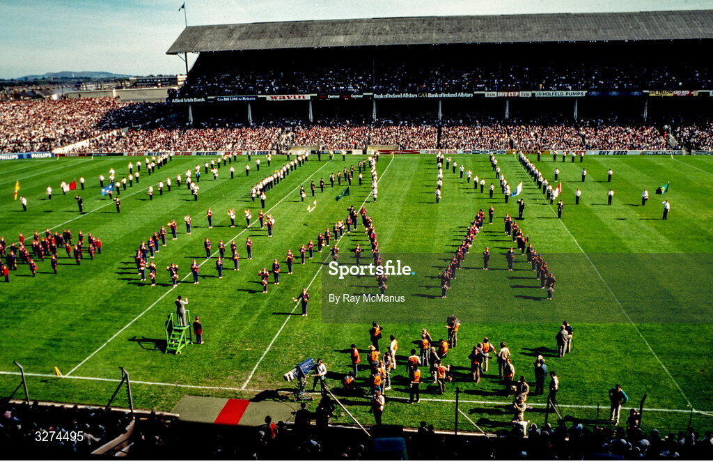30 August 1987; A general view of the prematch parade before the All-Ireland Senior Football Championship semi-final replay match between Cork and Galway at Croke Park in Dublin. Photo by Ray McManus/Sportsfile