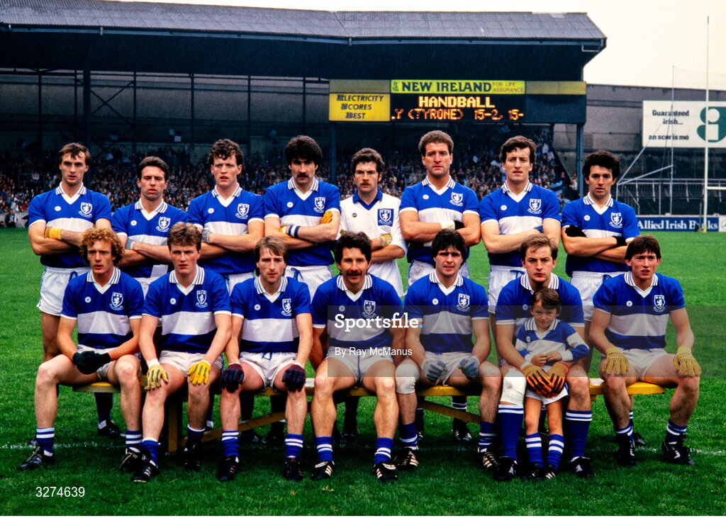 28 July 1985; The Laois team, back, from left, Paschal Doran, Colm Browne, Martin Dempsey, Brian Nerney, Martin Conroy, John Costelloe, Michael Dempsey and Pat Brophy, with, front, from left, Liam Irwin, Eddie Kelly, Gerry Browne, Willie Brennan, Pat Dunne, Gerry Lawlor and Christy Maguire ahead of the Leinster Football Championship Final match between Dublin and Laois at Croke Park, Dublin. Photo by Ray McManus/Sportsfile