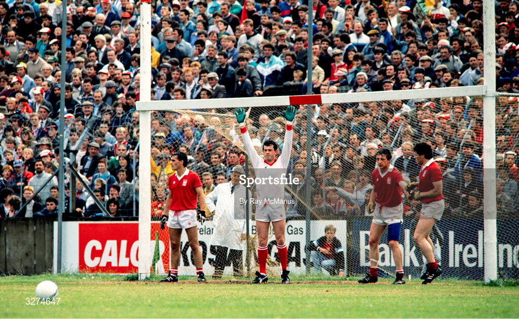 3 July 1988; Cork players, from left, Tony Nation, John Kerins, Conor Counihan and Denis Walsh during the Munster Senior Football Championship Final match between Cork and Kerry at Páirc Uí Chaoimh in Cork. Photo by Ray McManus/Sportsfile