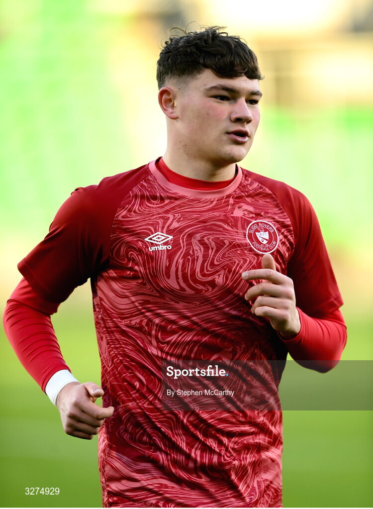 1 November 2025; Owen Elding of Sligo Rovers before the SSE Airtricity Men's Premier Division match between Shamrock Rovers and Sligo Rovers at Tallaght Stadium in Dublin. Photo by Stephen McCarthy/Sportsfile