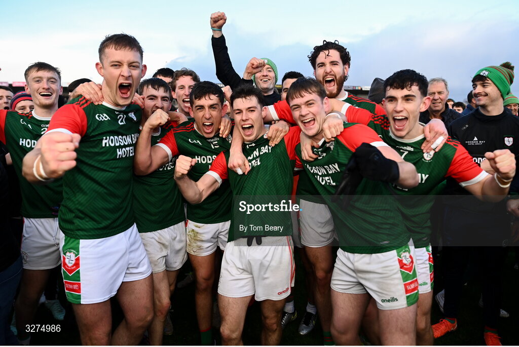 1 November 2025; St Brigid's players celebrate their side’s victory in the Roscommon County Senior Club Football Championship Final Replay between St Brigid's and Pádraig Pearses at King & Moffatt Dr Hyde Park in Roscommon. Photo by Tom Beary/Sportsfile