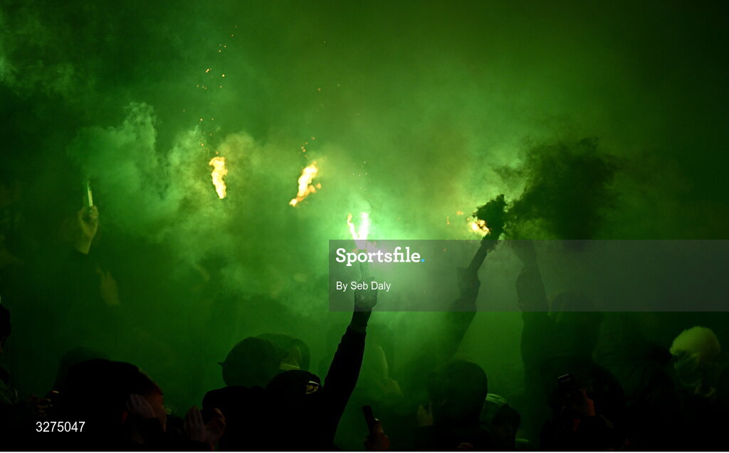 1 November 2025; Shamrock Rovers supporters during the SSE Airtricity Men's Premier Division match between Shamrock Rovers and Sligo Rovers at Tallaght Stadium in Dublin. Photo by Seb Daly/Sportsfile
